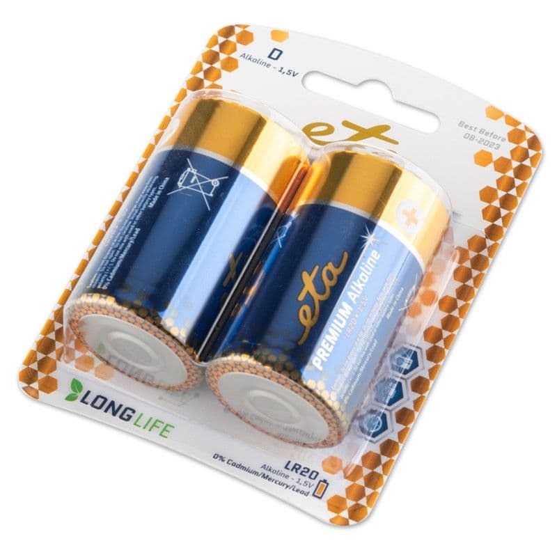 Baterie ETA PREMIUM ALKALINE D LR20, 2ks