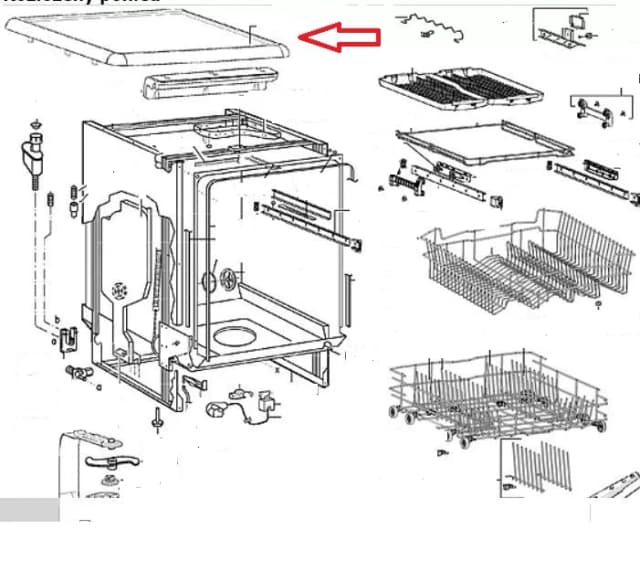 Vrchní deska myčky Whirlpool Indesit - 480140100937