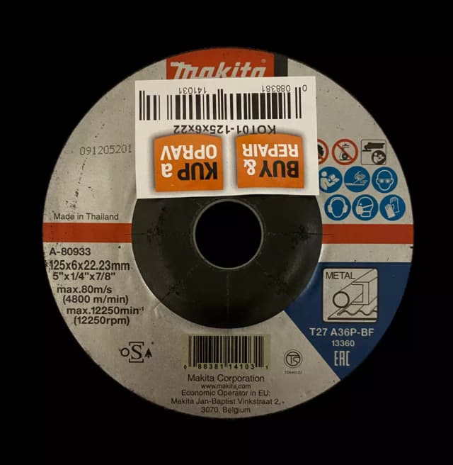 0088381141031 Brusný kotouč 125x6x22 mm na ocel Makita