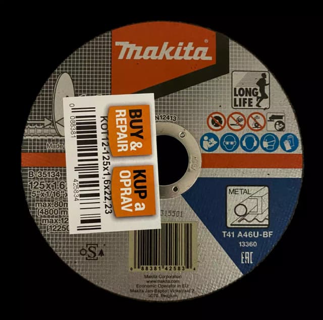 0088381425834 Řezný kotouč 125x1,6x22,23 mm na ocel pro Makita