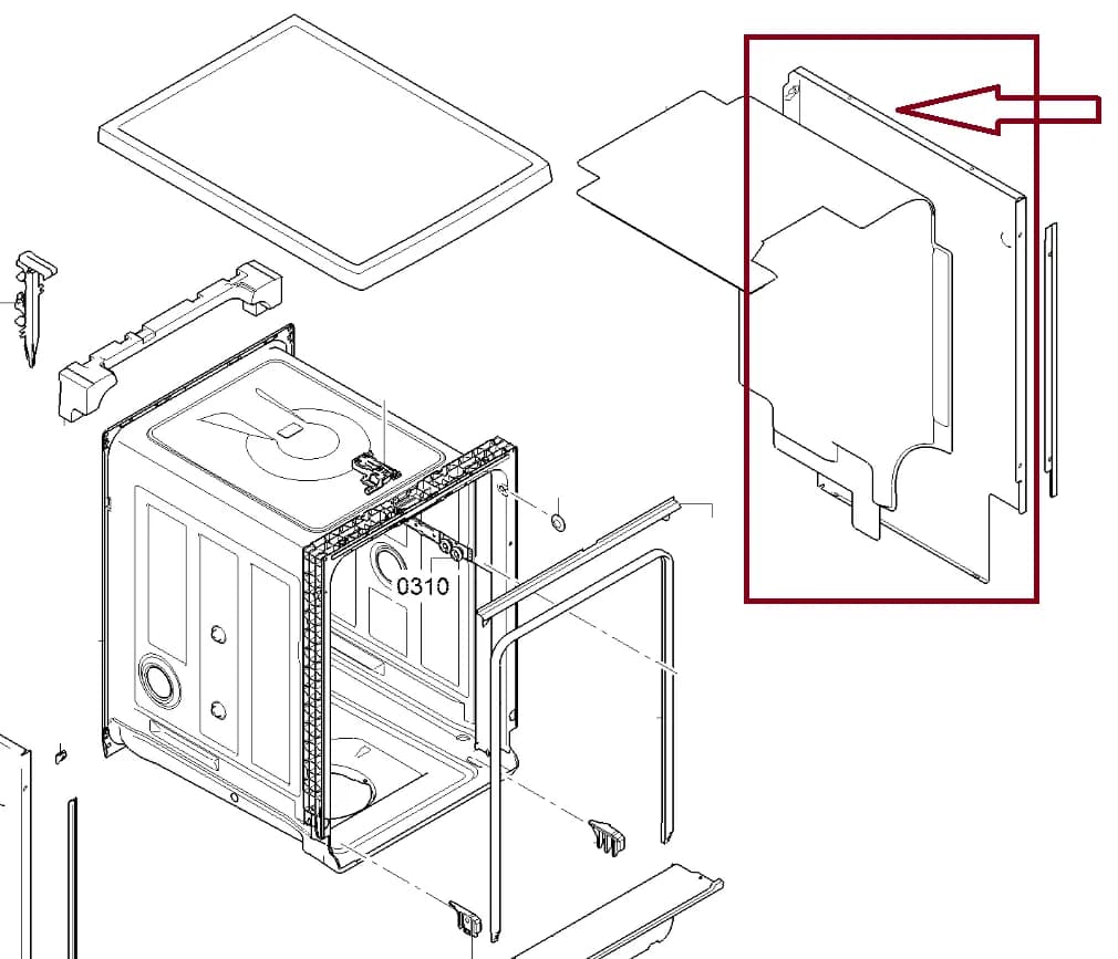 20003753 Pravá boční stěna myčky Bosch/Siemens