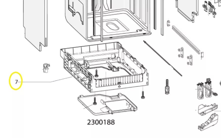488000387158 Spodní část myčky Whirlpool/Indesit