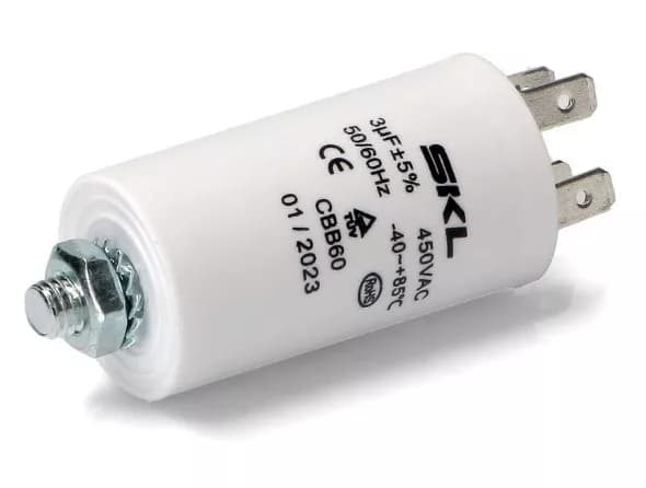 8757521741487 Kondenzátor rozběhový 3 μF 4× Faston pro Bosch, Whirlpool, Electrolux
