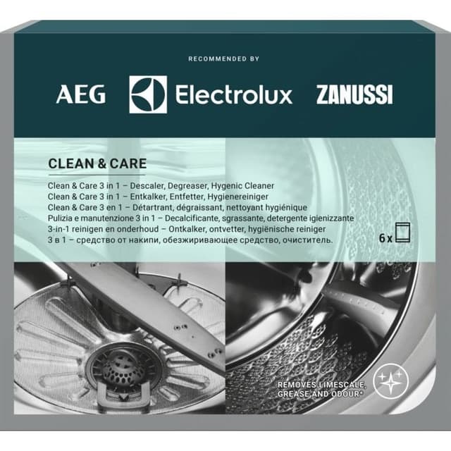 9029803831 Čistící prostředek Clean and Care (sada 6 ks) pro pračky AEG, Electrolux, Zanussi