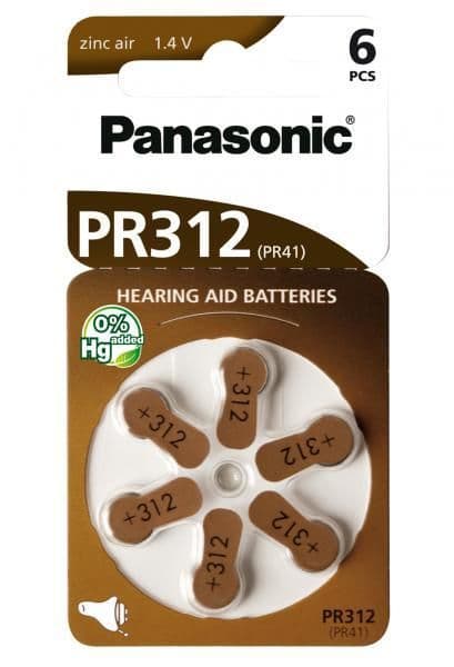 Baterie do naslouchátek Panasonic PR 312 HEP - Zinkovzdušné 1,4V