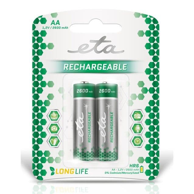 Baterie nabíjecí ETA AA (HR06) 2600mAh Ni-MH, 2ks