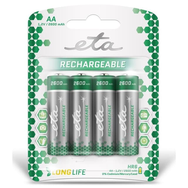 Baterie nabíjecí ETA AA HR06, 2600mAh, blistr 4ks