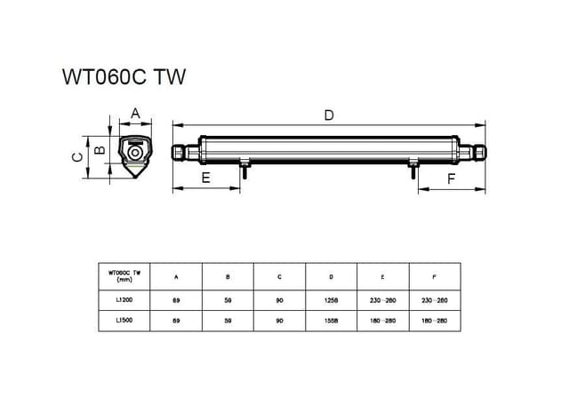 PHILIPS LEDINAIRE WT060C LED56S/840 PSU TW1 L1500 IP66 P360126 svítidlo
