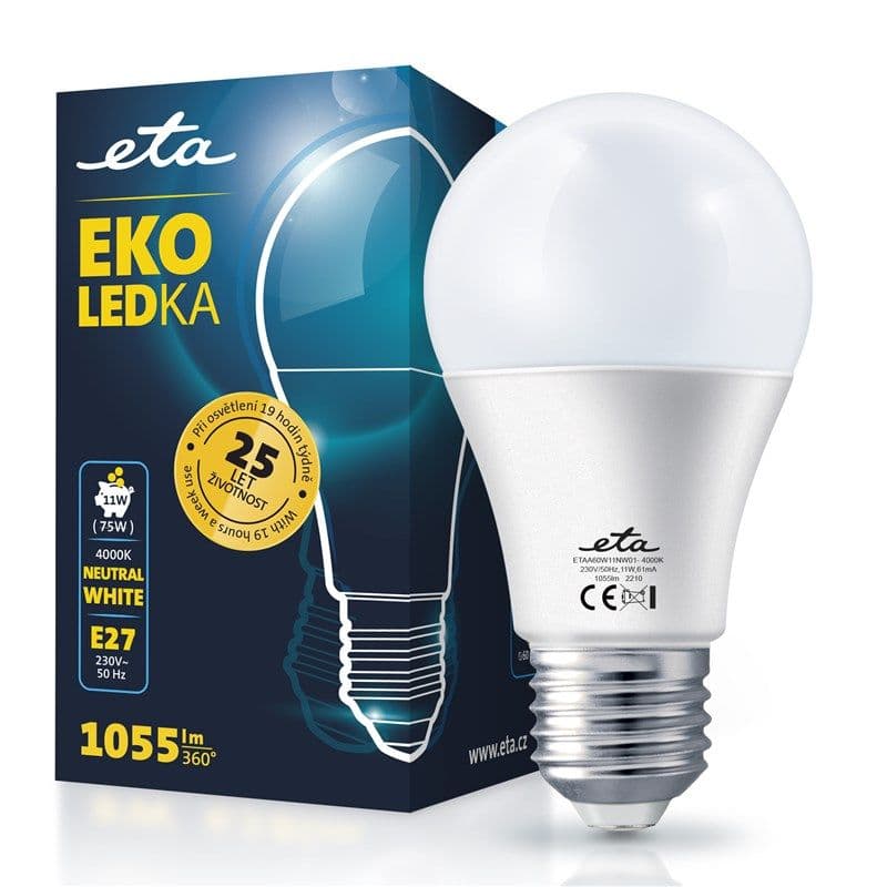ETA EKO LEDka klasik A60W11NW01 - 11W LED žárovka E27 neutrální bílá