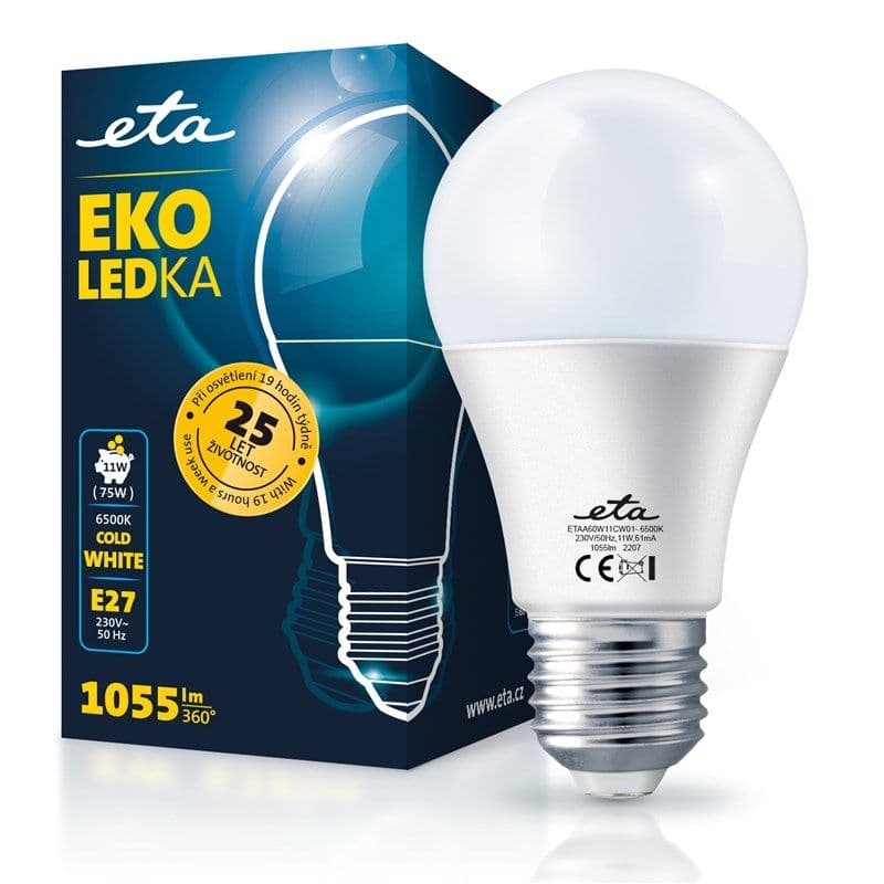 ETA EKO LEDka klasik A60W11CW01 - 11W, E27, studená bílá