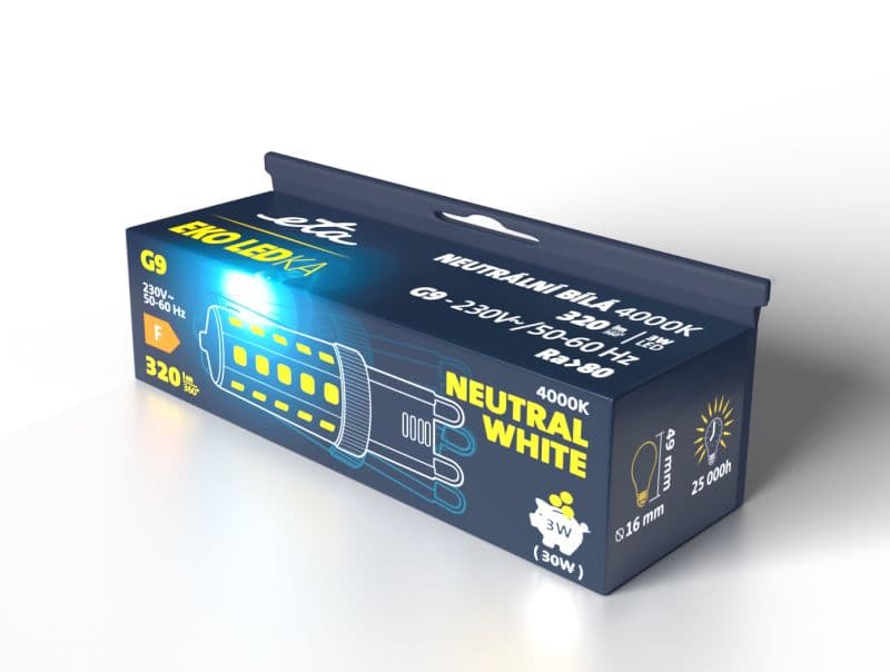 Žárovka 3W G9 neutrální bílá LED ETA EKO LEDka bodová G9W3NW01