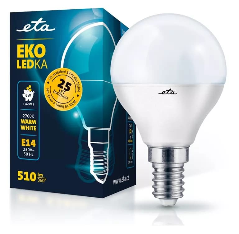 ETA EKO LEDka mini globe P45W6WW01, 6W, E14, teplá bílá