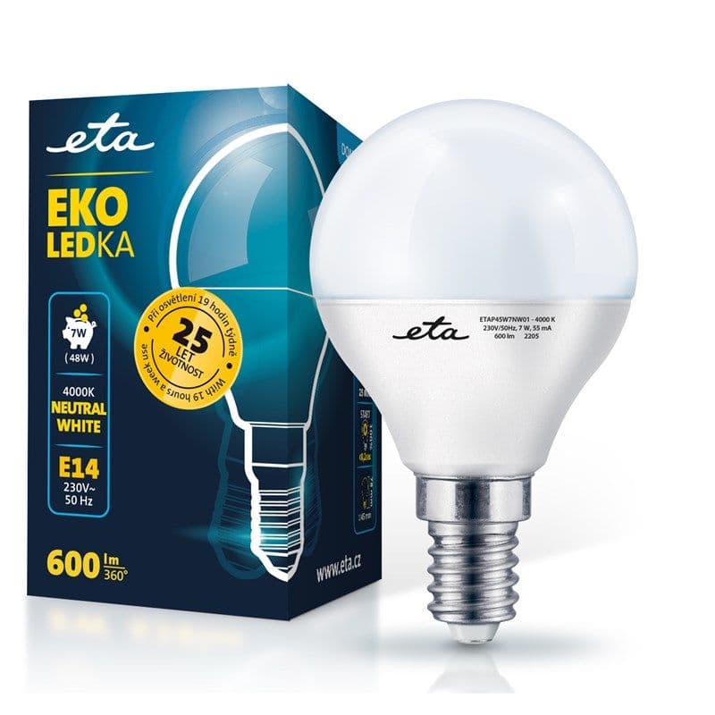 ETA EKO LEDka mini globe P45W7NW01 - 7W, E14, neutrální bílá