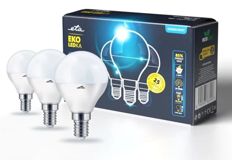 ETA EKO LEDka mini globe 7W, E14, teplá bílá, 3ks (P45W7WW3P)