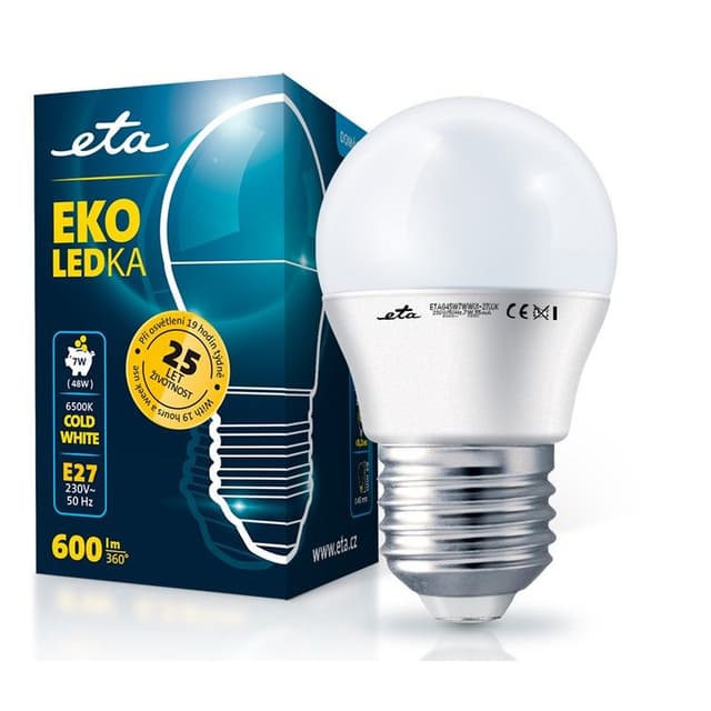 ETA EKO LEDka mini globe 7W E27 studená bílá G45W7CW01